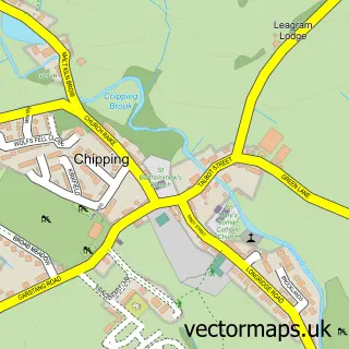 Street map sample of Chipping, Lancashire