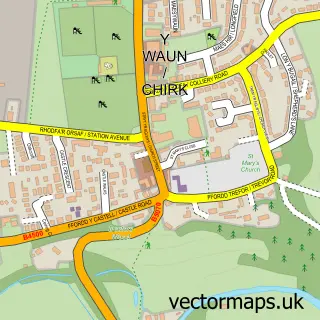 Street map sample of Chirk, Clwyd