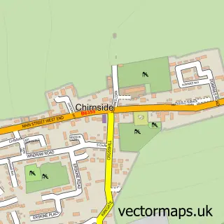 Street map sample of Chirnside, Berwickshire