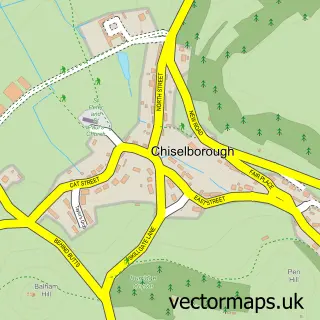 Street map sample of Chiselborough, Somerset
