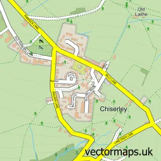 Street map sample of Chiserley, West Yorkshire