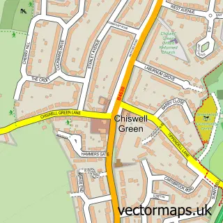 Street map sample of Chiswell Green, Hertfordshire