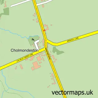 Street map sample of Cholmondeston, Cheshire