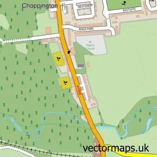 Street map sample of Choppington, Northumberland