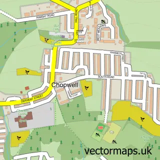 Street map sample of Chopwell, Tyne & Wear