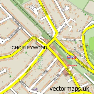 Street map sample of Chorleywood, Hertfordshire