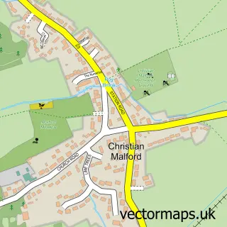 Street map sample of Christian Malford, Wiltshire