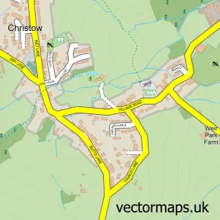 Street map sample of Christow, Devon