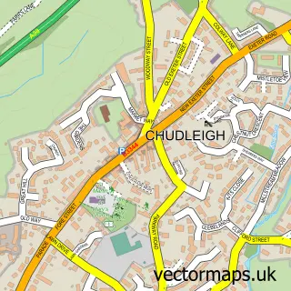 Street map sample of Chudleigh, Devon