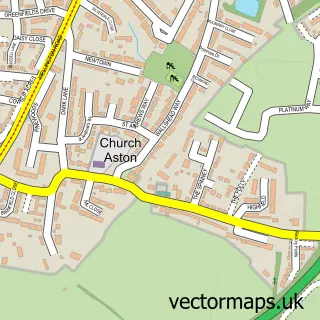 Street map sample of Church Aston, Shropshire