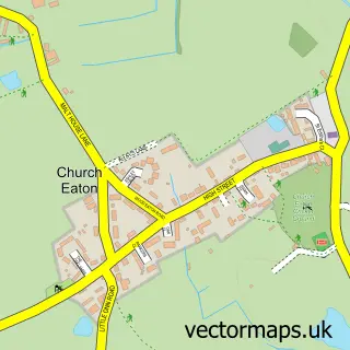 Street map sample of Church Eaton, Staffordshire