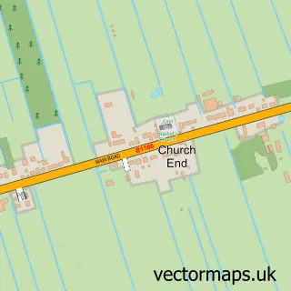 Street map sample of Church End, Cambridgeshire
