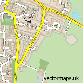 Street map sample of Church End, Bedfordshire