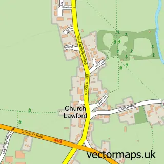 Street map sample of Church Lawford, Warwickshire