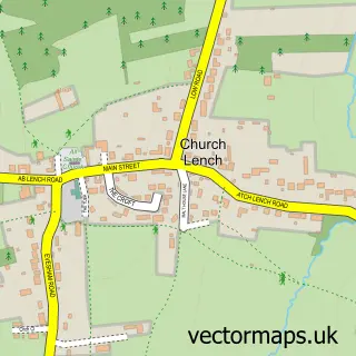 Street map sample of Church Lench, Worcestershire