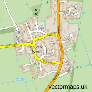 Street map sample of Church Town, Lincolnshire