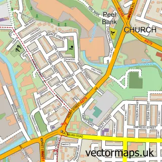 Street map sample of Church, Lancashire