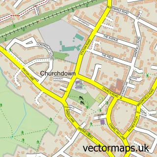 Street map sample of Churchdown, Gloucestershire