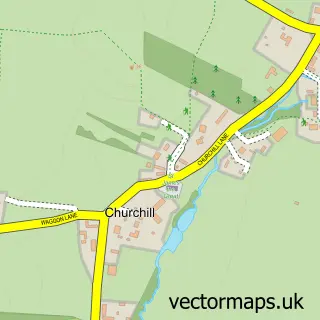 Street map sample of Churchill, Worcestershire