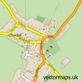 Street map sample of Churchill, Oxfordshire