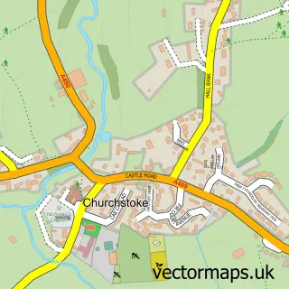 Street map sample of Churchstoke, Powys