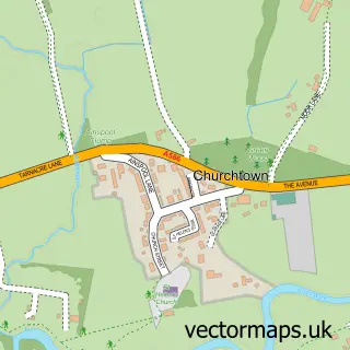 Street map sample of Churchtown, Lancashire