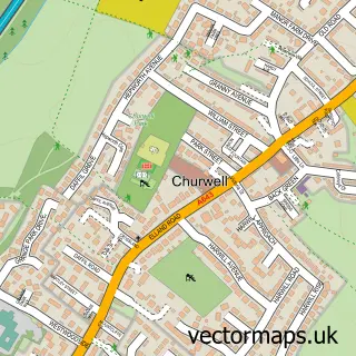 Street map sample of Churwell, West Yorkshire