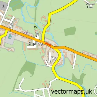 Street map sample of Chwilog, Gwynedd