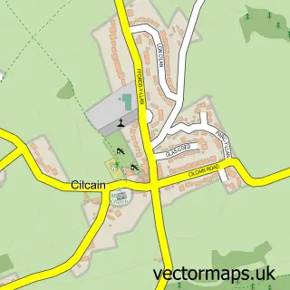 Street map sample of Cilcain, Clwyd