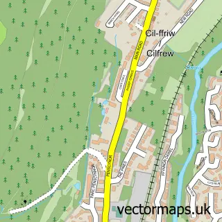 Street map sample of Cilfrew, West Glamorgan