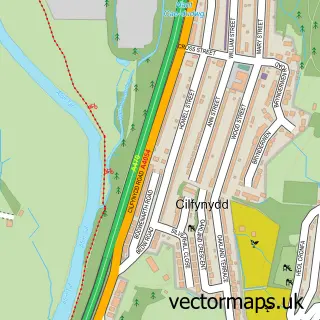 Street map sample of Cilfynydd, Mid Glamorgan