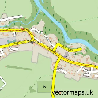 Street map sample of Cilgerran, Dyfed