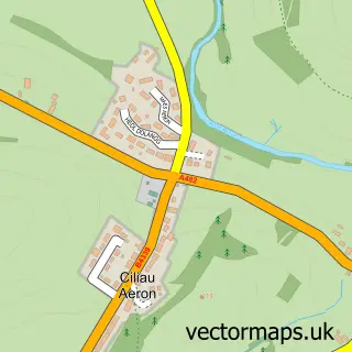 Street map sample of Ciliau Aeron, Dyfed