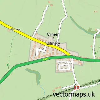 Street map sample of Cilmeri, Powys