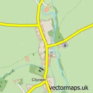Street map sample of Cilycwm, Dyfed