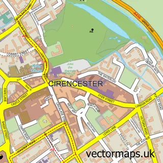 Street map sample of Cirencester, Gloucestershire