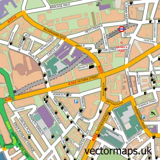 Street map sample of City of Westminster, Greater London