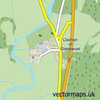 Street map sample of Clachan of Glendaruel, Argyll and Bute