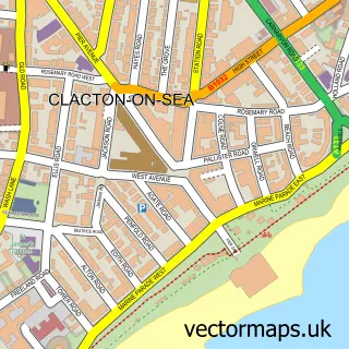 Street map sample of Clacton-on-Sea, Essex