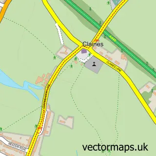 Street map sample of Claines, Worcestershire
