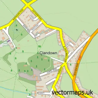 Street map sample of Clandown, Somerset