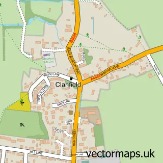 Street map sample of Clanfield, Oxfordshire