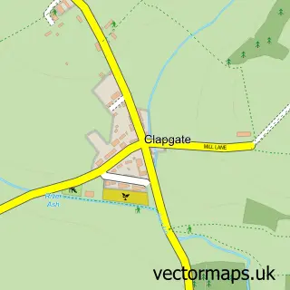 Street map sample of Clapgate, Hertfordshire