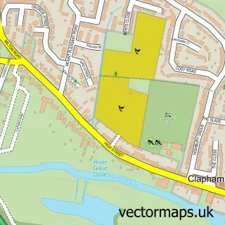 Street map sample of Clapham, Bedfordshire