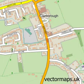 Street map sample of Clarborough, Nottinghamshire