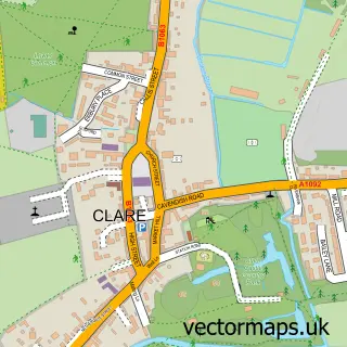 Street map sample of Clare, Suffolk