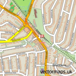 Street map sample of Clarkston, Renfrewshire