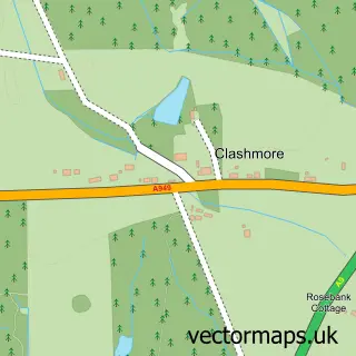 Street map sample of Clashmore, Sutherland