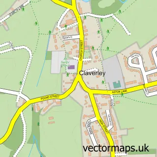 Street map sample of Claverley, Shropshire