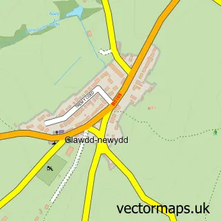Street map sample of Clawddnewydd, Clwyd
